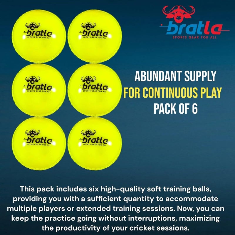 Bratla Wind Cricket Balls - Soft Training Practice Cricket Air Balls for Coaching Indoor & Outdoor - Blue Orange Neon/Yellow Pack of 6 - Image 4